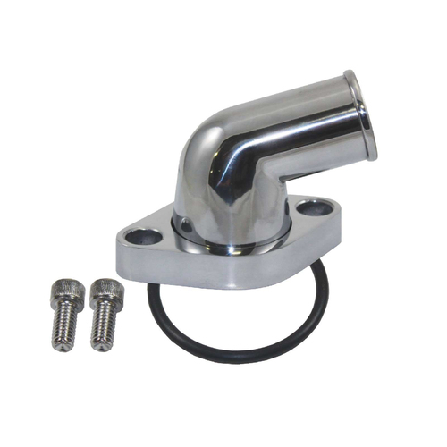 Proflow Aluminium Water Neck, For Chevrolet Small Block 15 Degree O'Ring Polished Aluminum