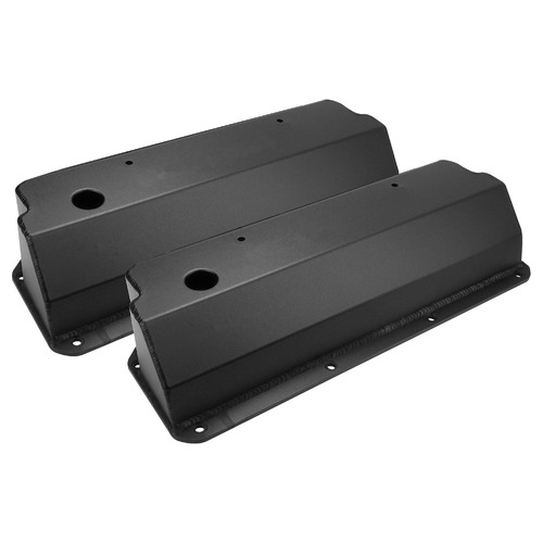 Proflow Valve Covers, Tall, Fabricated Aluminum, Black Powdercoat, For Ford, Small Block 302, 351C, Pair