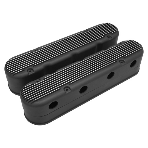 Proflow Valve Covers, LS For Chevrolet For Holden, Two-Piece, Cast Aluminium, Satin Black, 3.75 in. Tall, Baffle