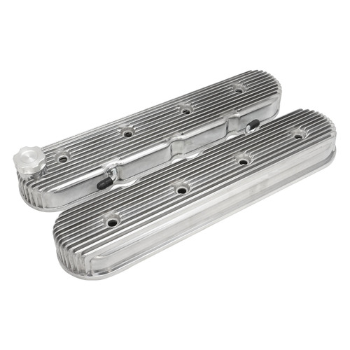 Proflow Valve Covers Tall Cast Aluminium LS Chev For Holden Commodore Engines Vintage Series Finned, Polished