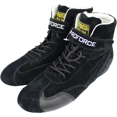 Proforce Driving Shoes, SFI & FIA, High-top, Nomex Suede Outer, Black, Men's Size 10.5, Pair