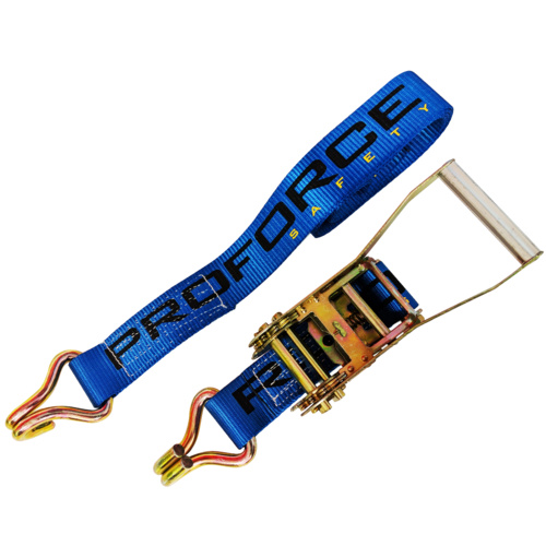 Proforce Tie-Downs Straps, Ratcheting, 2 in. x10 ft., Short Handle, Blue