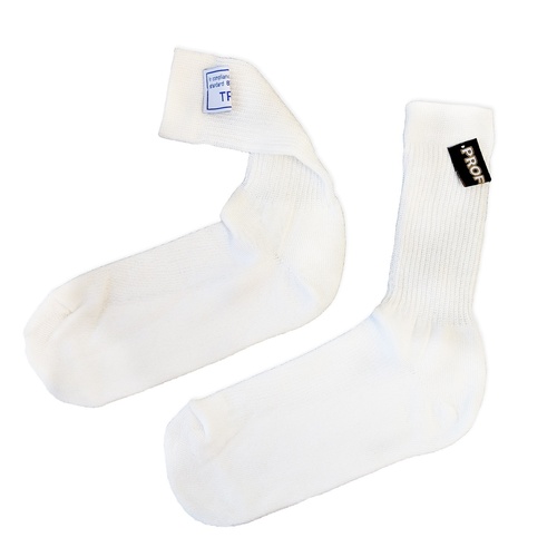 Proforce Fire Retardant Socks, SFI 3.3 & FIA Rated Nomex, White, Mens Large, Pair