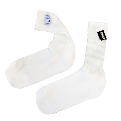 Proforce Fire Retardant Socks, SFI 3.3 & FIA Rated, Nomex, White, Mens Small, Pair