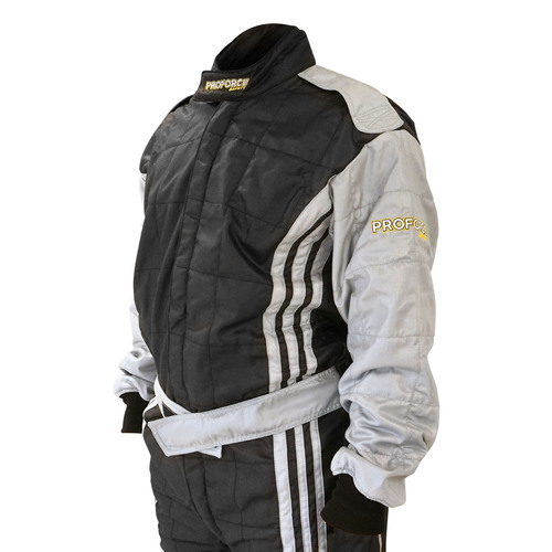 Proforce Driving Suit, Racing, Triple Layer FIA, Advanced 100% Nomex Fabric, Black/Gray, X Large, Each
