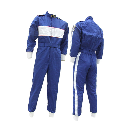 Proforce Pro 1 Driving Suit, SFI 3.1A/1, Fire Retardant Racing Suit, 1-Piece, Single Layer, Pyrovatex, Large, Blue/White Strip, Each