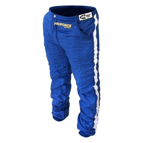 Proforce Pro 2 Driving Suit, SFI 3.2A/5 ,Fire Retardant Racing Suit, Bottom, Pants, Two-Piece, Multiple Layer, Pyrovatex, Sma2, Blue/White Strip, Each