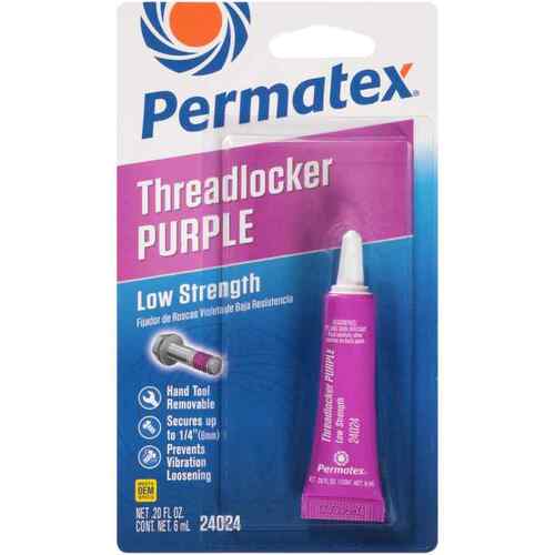 Permatex Threadlocker Purple is a low strength threadlocker 6ml, Each