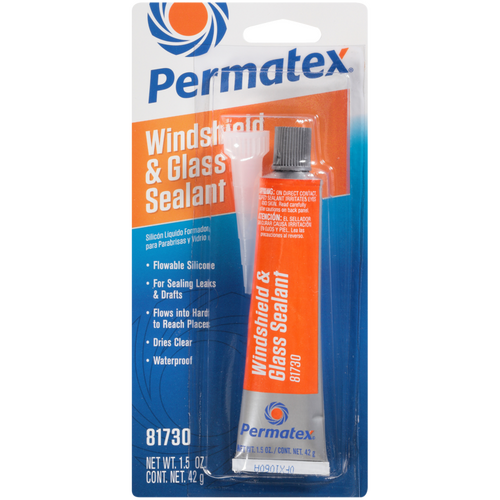 Permatex Sealant, Silicone Windshield and Glass Sealer, Squeeze Tube, 1.50 oz, Each