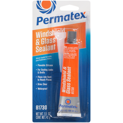 Permatex Sealant, Silicone Windshield and Glass Sealer, Squeeze Tube, 1.50 oz., Each