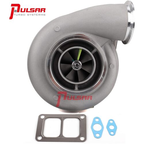 Pulsar Turbo Systems Turbocharger, Journal Bearing, Cast Comp. Wheel, 1.32A/R T6 Divided Inlet, 5.75 in. Marmon Oulet, 500-1050, S400-75/88, Kit
