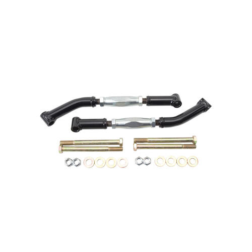 QA1 Trailing Arm Mount Braces, Rear, Adjustable, Steel, Black Powdercoated, 78-88 GM A-Body, For Buick, For Chevrolet, For Oldsmobile, For Pontiac, Pa