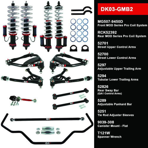 QA1 Drag Kit 2.0, Level 3, GM B-Body, 65-68, w/ Shocks, Kit