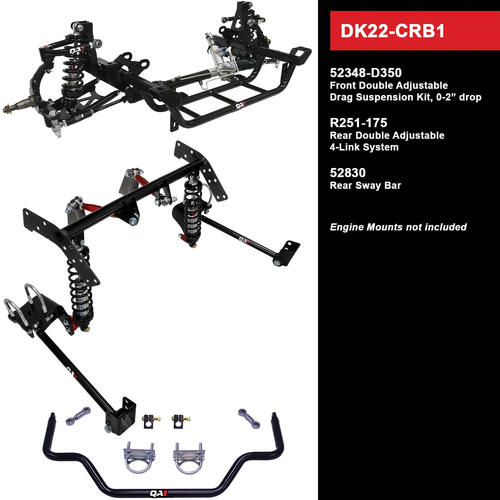 QA1 Level 2 Full Vehicle Drag Kit, 62-65 Mopar B-Body, Double Adjustable, 0-2in. Drop