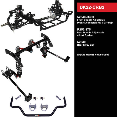 QA1 Level 2 Full Vehicle Drag Kit, 66-67 Mopar B-Body, Double Adjustable, 0-2in. Drop