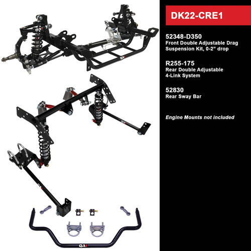 QA1 Level 2 Full Vehicle Drag Kit, 70-74 Mopar E-Body, Double Adjustable, 0-2in. Drop