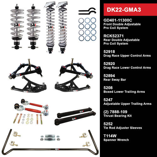 QA1 Drag Kit 2.0, Level 2, GM A-Body, 73-77, w/ Shocks, Kit