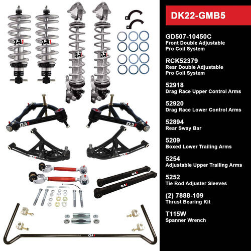 QA1 Drag Kit 2.0, Level 2, GM B-Body, 94-96, w/ Shocks, Kit