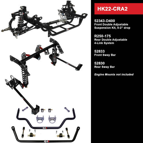 QA1 Level 2 Full Vehicle Handling Kit, 67-72 Mopar A-Body, Double Adjustable, 0-2in. Drop