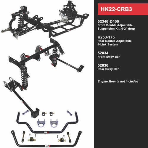 QA1 Level 2 Full Vehicle Handling Kit, 68-70 Mopar B-Body, Double Adjustable, 0-2in. Drop