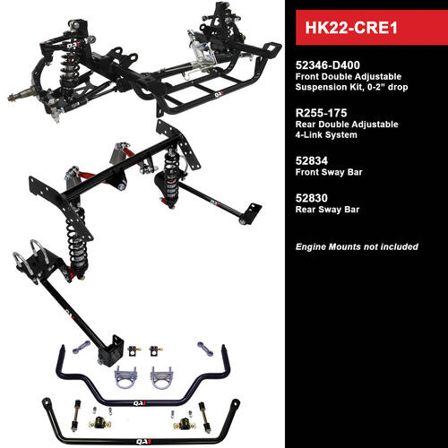 QA1 Level 2 Full Vehicle Handling Kit, 70-74 Mopar E-Body, Double Adjustable, 0-2in. Drop