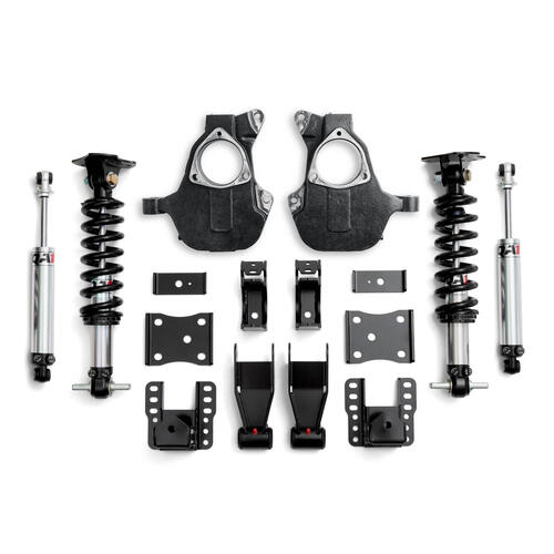 QA1 4/6 Lowering Kit, 14-18 Silverado/Sierra 1500, 2WD, Stamped Steel/Aluminum Arms, Double