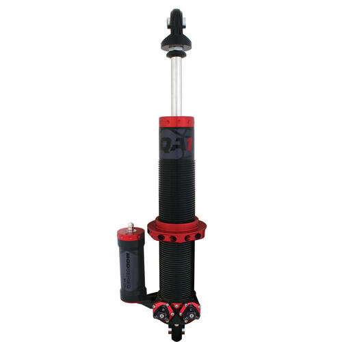 QA1 Coilover Shock/Strut, MOD Series, Double-Adj., LH, Piggyback, Aluminum, Black Housing, Twin-Tube, 18.750in. Extended, 12.500in. Collapsed, Each