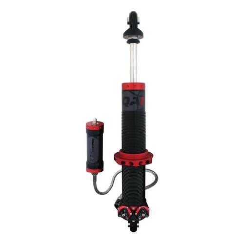 QA1 Coilover Shock/Strut, MOD Series, Double-Adj, LH, Piggyback, Aluminum, Black Housing, Twin-Tube, 23.630in. Extended, 14.880in. Collapsed, Each