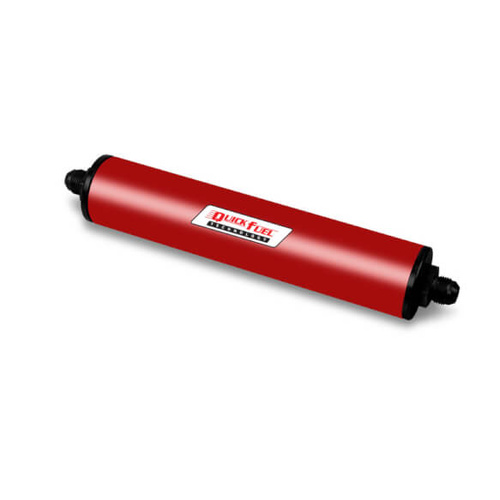 Quick Fuel Fuel Filter, Inline Mount, Aluminium, Black/Red Anodised, 40 Microns, -12 AN Male Inlet/Outlet, Each