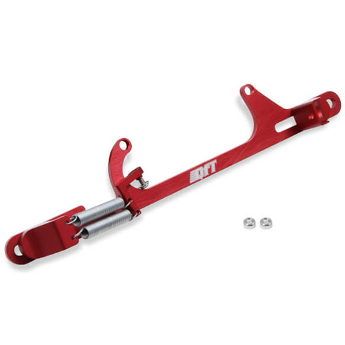 Quick Fuel Throttle Cable Bracket, Aluminium, Red Anodised, 4500 Carb Accepts GM Cable, Each