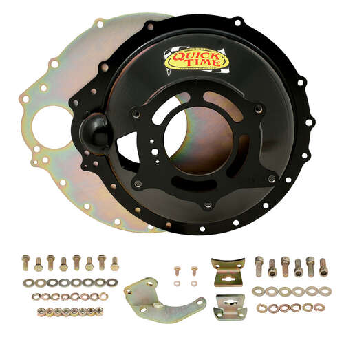 Quick Time Bellhousing, 11 in. Clutch, 130 Tooth Flywheel, 6.675 in. Height, Manual Transmission, Steel, Black, BB Mopar, Each