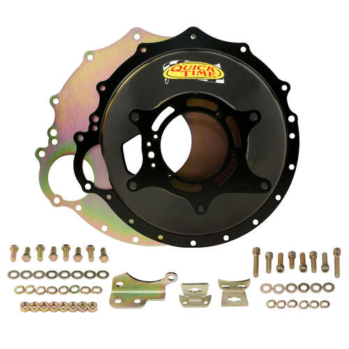 Quick Time Bellhousing, 11 in. Clutch, 130 Tooth Flywheel, 7.4 in. Height, Manual Transmission, Steel, Black, SB Mopar, Each