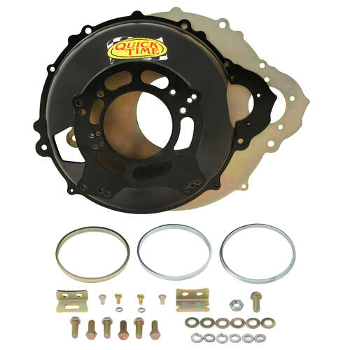 Quick Time Bellhousing, 11 in. Clutch, 164 Tooth Flywheel, 6.4 in. Height, Manual Transmission, Steel, Black, For Ford Y-Block, Each