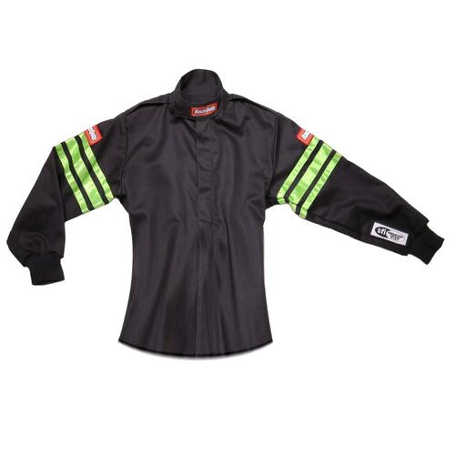 RaceQuip Suits SFI 1, SFI-1 Jr Jacket Green Trim Large