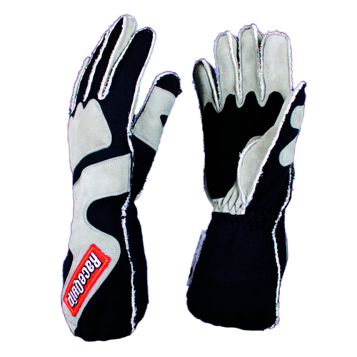 RaceQuip Gloves Sfi 5 Gloves, Sfi-5 Gray/Blk Xlg Outseam W/Closure