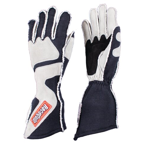 RaceQuip Gloves Sfi 5 Gloves, Sfi-5 Gray/Blk Lrg Outseam Angle Cut