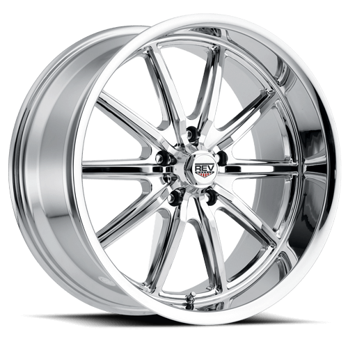 REV Wheels Wheel, 110 Classic Series, 20 in. Dia., 8 in. Width, Zero Offset, 5x5 in. Bolt Pattern, Chrome, Each