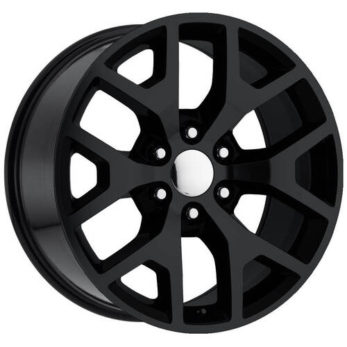 REV Wheels Wheel, 586 Series Series, Cast Aluminium, 22 in. Dia., 9 in. Width, 31 mm Offset, 6x5.5 in. Bolt Pattern, Black, Each