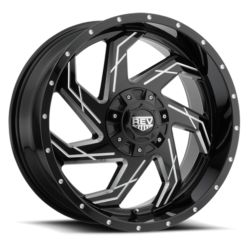REV Wheels Wheel, 895 Series Series, 17 in. Dia., 9 in. Width, 12 mm Offset, 6x5.5 in. Bolt Pattern, Gloss Black Milled, Each