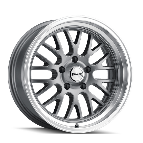 Ridler 607 Wheel, Gloss Grey Machined, Grey, 20X8.5, 5-120.65 Bolt Circle, 4.75 Backspace, 83.82 Bore, Each