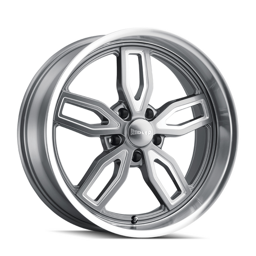 Ridler 608 Wheel, Gloss Grey Milled, Grey, 20X10, 5-120.65 Bolt Circle, 5.5 Backspace, 72.62 Bore, Each