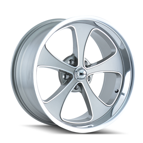 Ridler 645 Wheel, Gloss Grey Machined And Polish, Grey, 17X7, 5-120.65 Bolt Circle, 4 Backspace, 83.82 Bore, Each