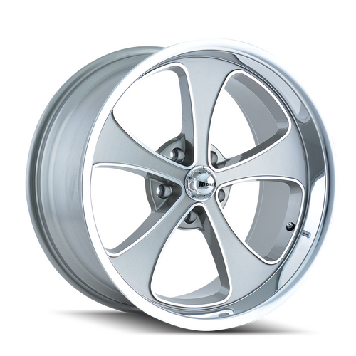 Ridler 645 Wheel, Gloss Grey Machined And Polish, Grey, 17X8, 5-114.3 Bolt Circle, 4.5 Backspace, 83.82 Bore, Each