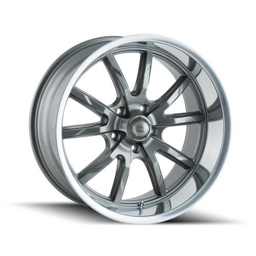 Ridler 650 Wheel, Gloss Grey Polished, Grey, 20X8.5, 5-127 Bolt Circle, 4.75 Backspace, 83.82 Bore, Each