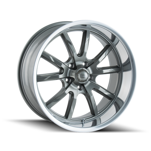 Ridler 650 Wheel, Gloss Grey Polished, Grey, 15X7, 5-120.65 Bolt Circle, 4 Backspace, 83.82 Bore, Each