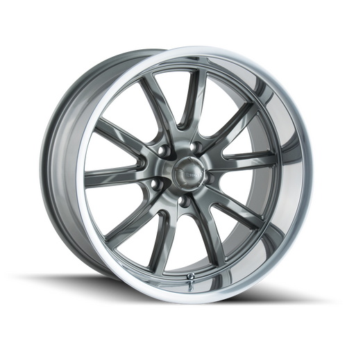 Ridler 650 Wheel, Gloss Grey Polished, Grey, 18X8, 5-127 Bolt Circle, 4.5 Backspace, 83.82 Bore, Each