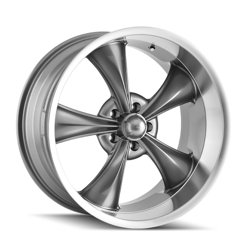 Ridler 695 Wheel, Gloss Grey Machined, Grey, 17X7, 5-114.3 Bolt Circle, 4 Backspace, 83.82 Bore, Each