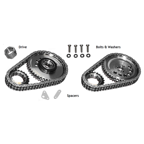Rollmaster, Timing Chain Set, Chevrolet Holden Commodore LS2 ,Gen lll Double Row, with Torrington Bearing RHS Block Cam Raised, Kit