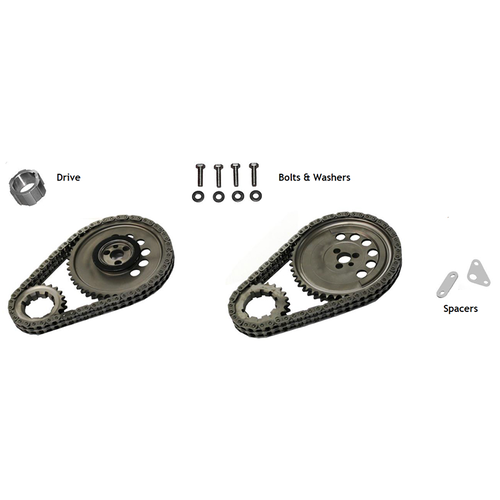 Rollmaster, Timing Chain Set, Chevrolet Holden Commodore LS2 ,Gen lll Double Row, with Torrington Bearing RHS Block Cam Raised,Nitride, Kit