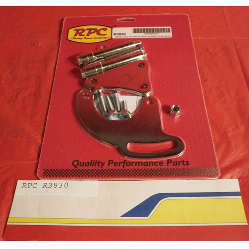 RPC Power Steering Saginaw Direct Fit Bracket Kit Steel Chrome SB Chev Long Water Pump